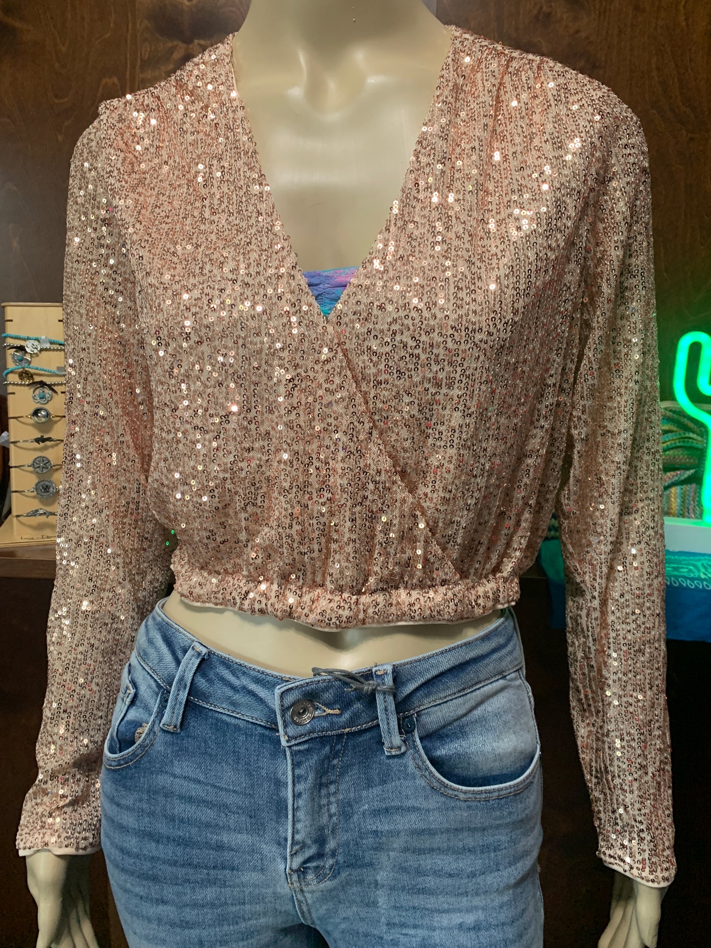 Champagne Sequins Top