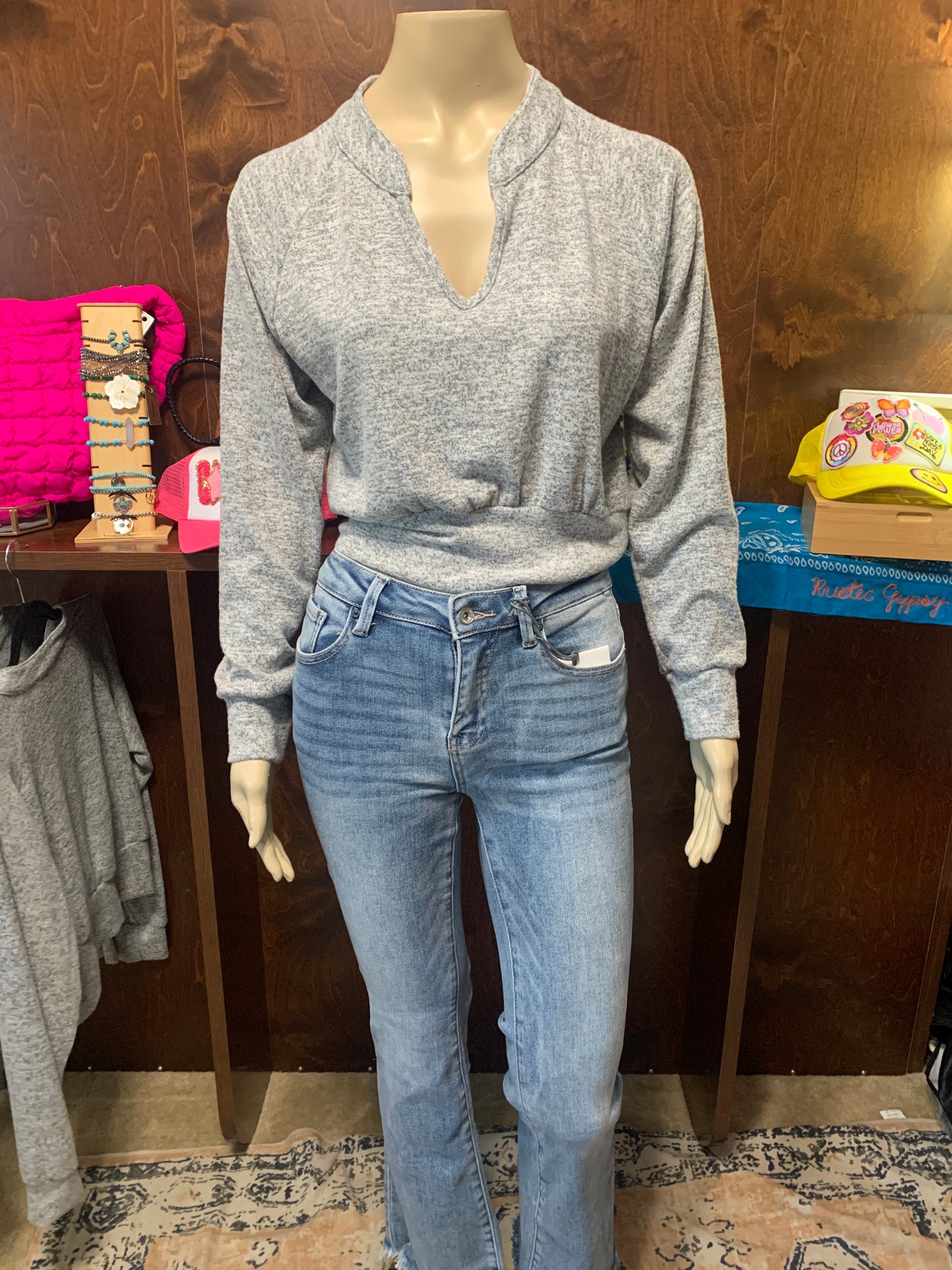 Grey Fuzzy Long Sleeve