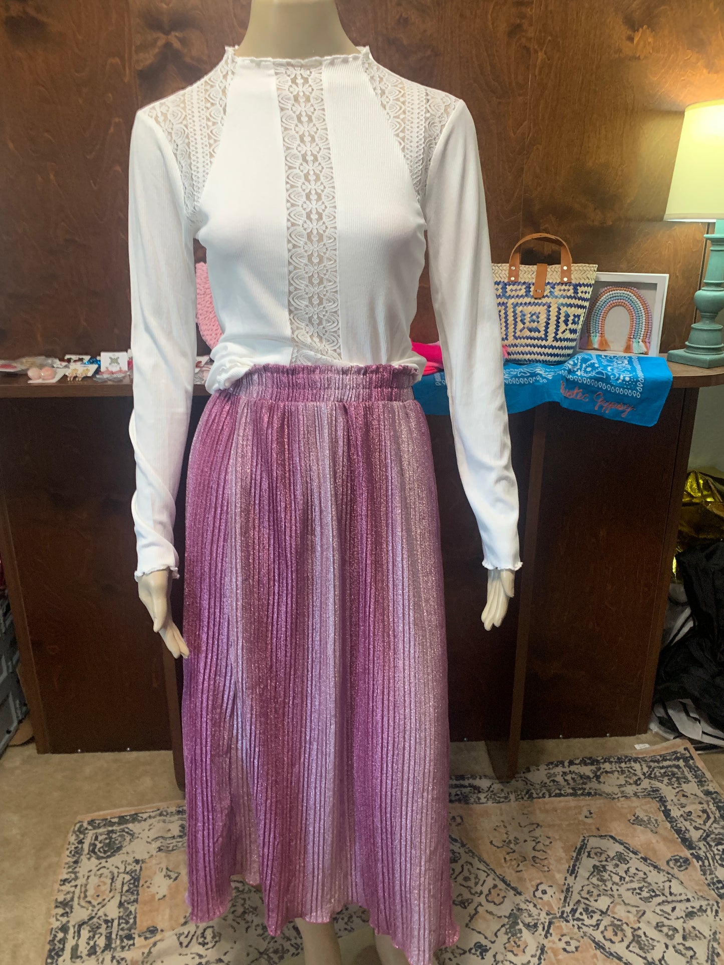 Pink Multi Glitter Maxi Skirt