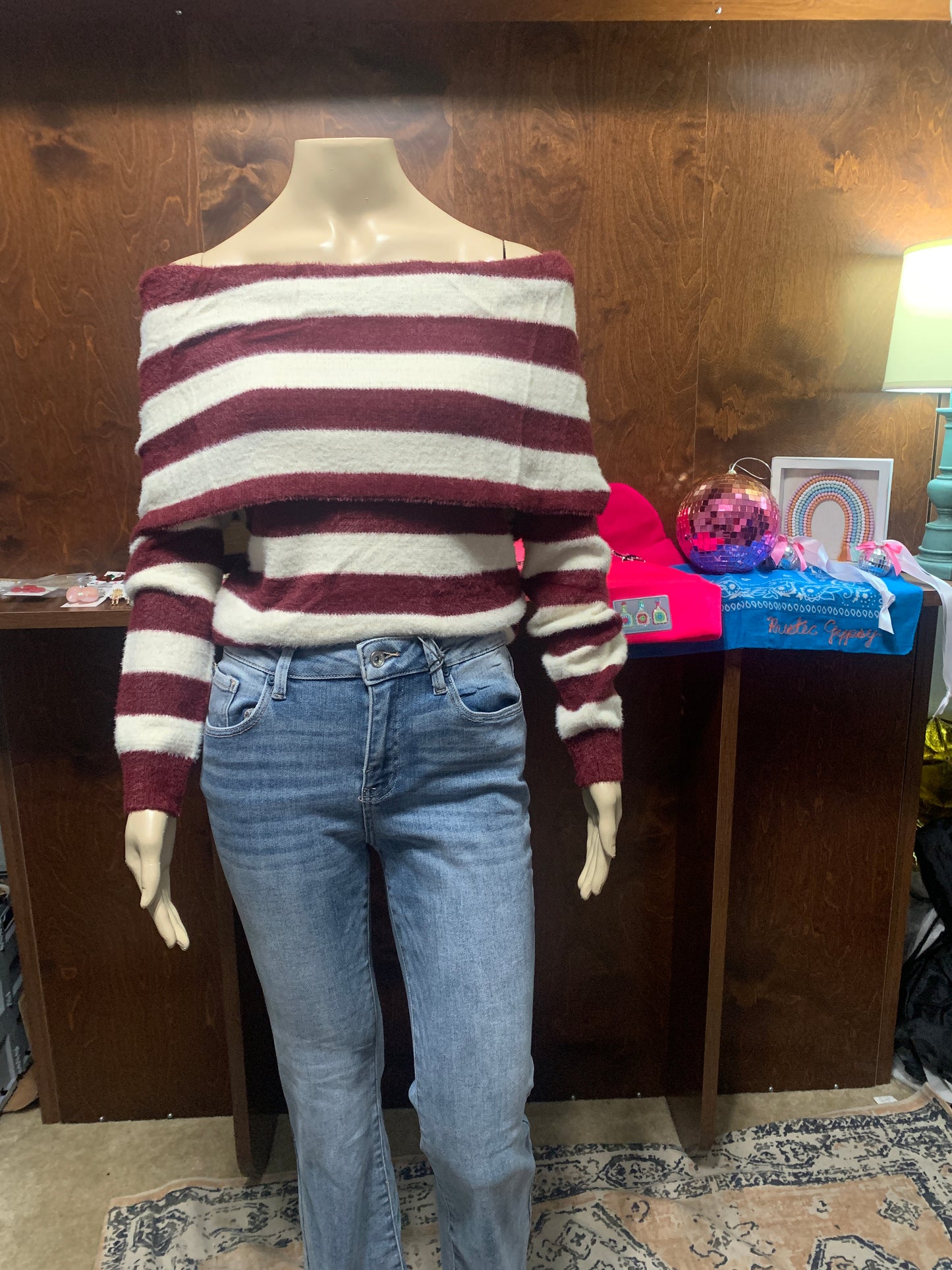 Burgundy Fuzzy Sweater