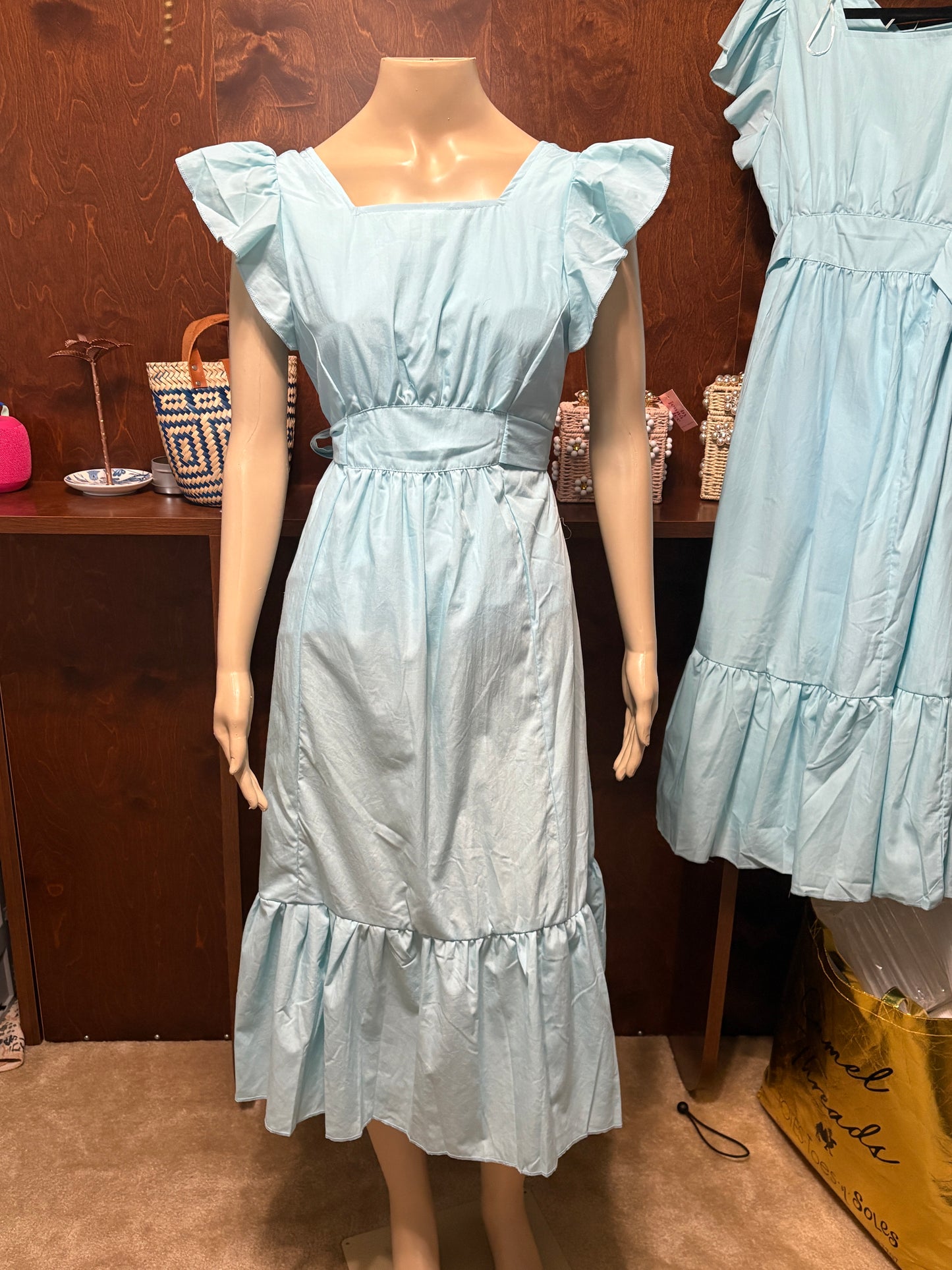 Sky Blue 3 Tier Midi Dress