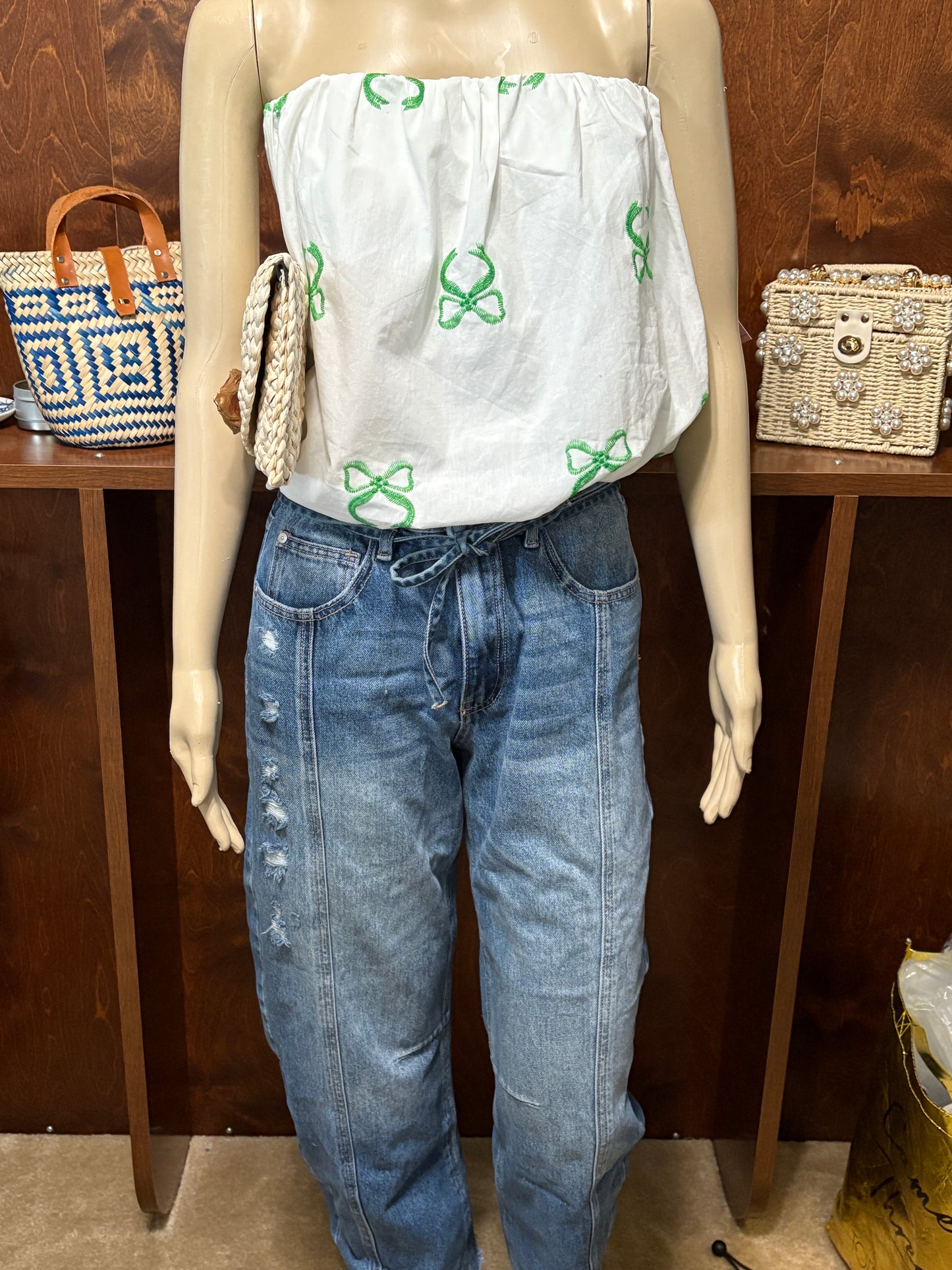 Kelly Green Bow Bubble Top
