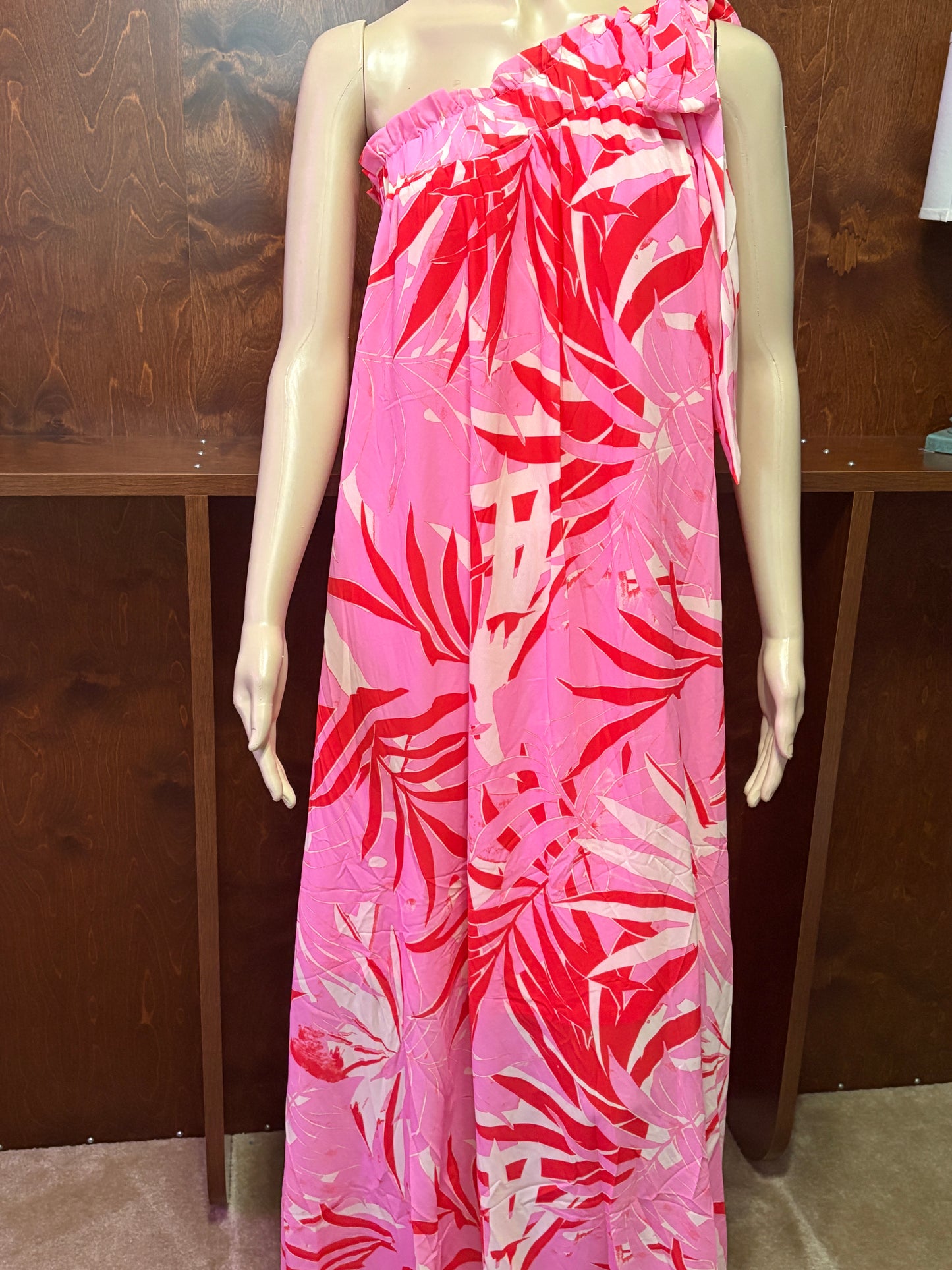 Tropical Pink One Shoulder Dress