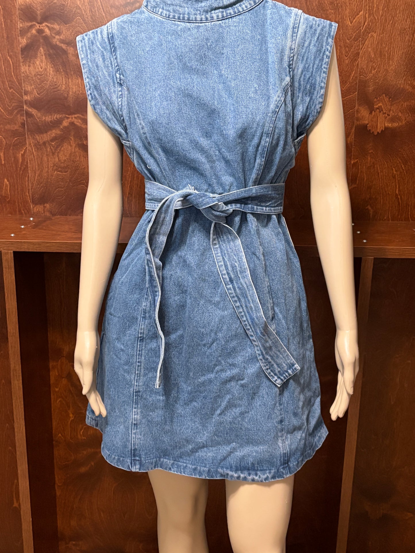 Cut Out Washed Denim Dress