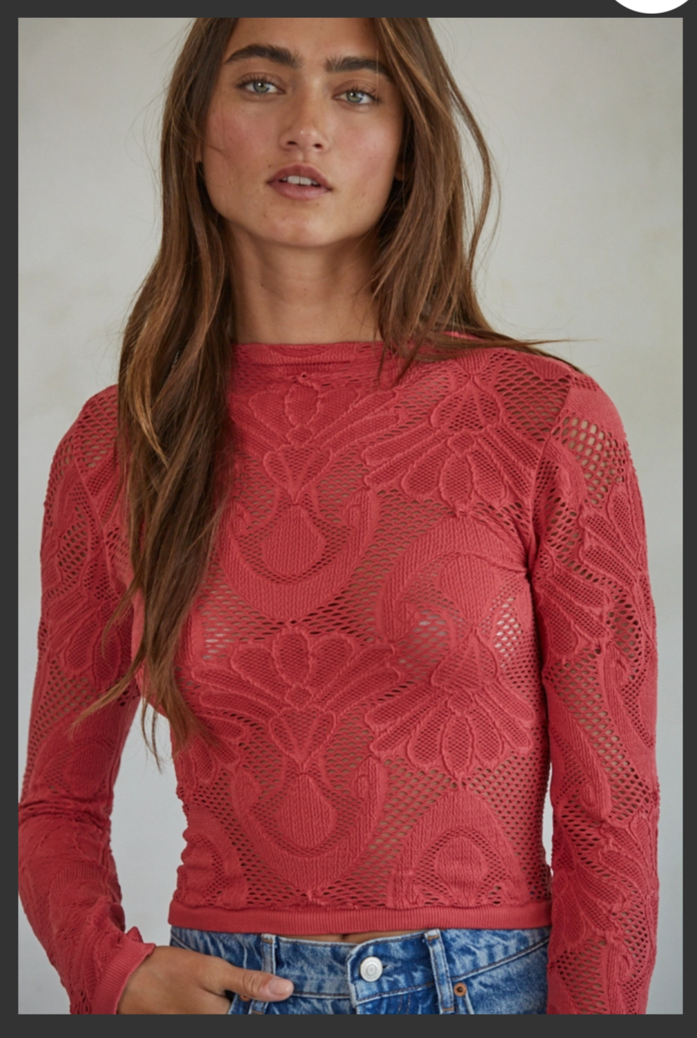 Crimson Knit Jacquard Top