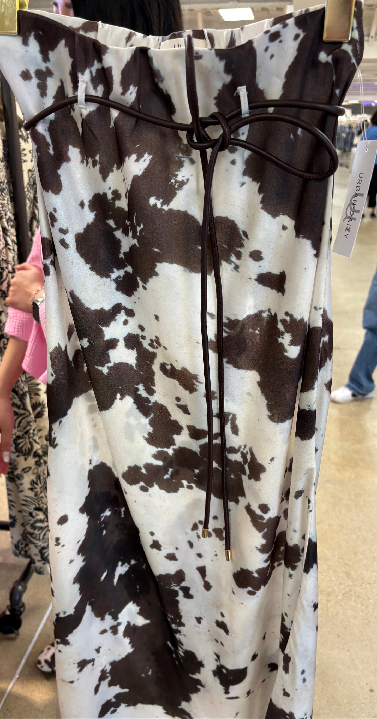 Cowhide Print Satin Skirt