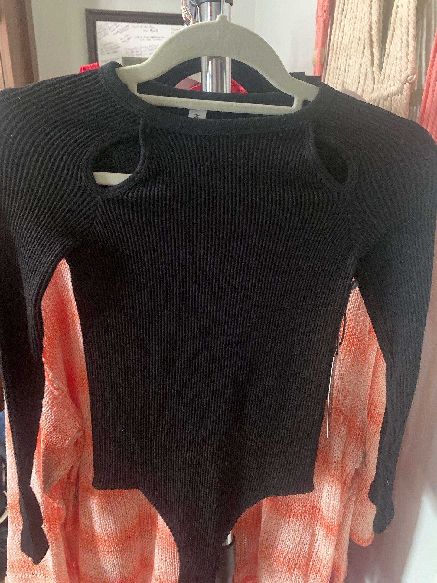 Black Bodysuit with Shoulder Cut-Outs