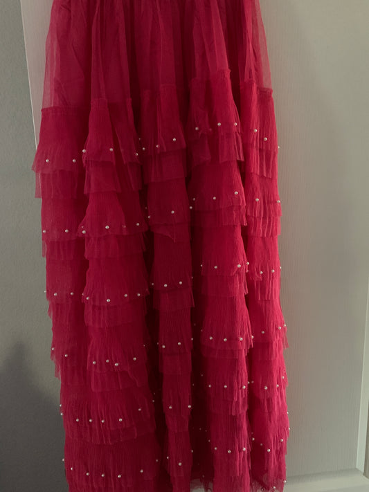 Blue B Pearl Embellished Maxi Tulle Skirt