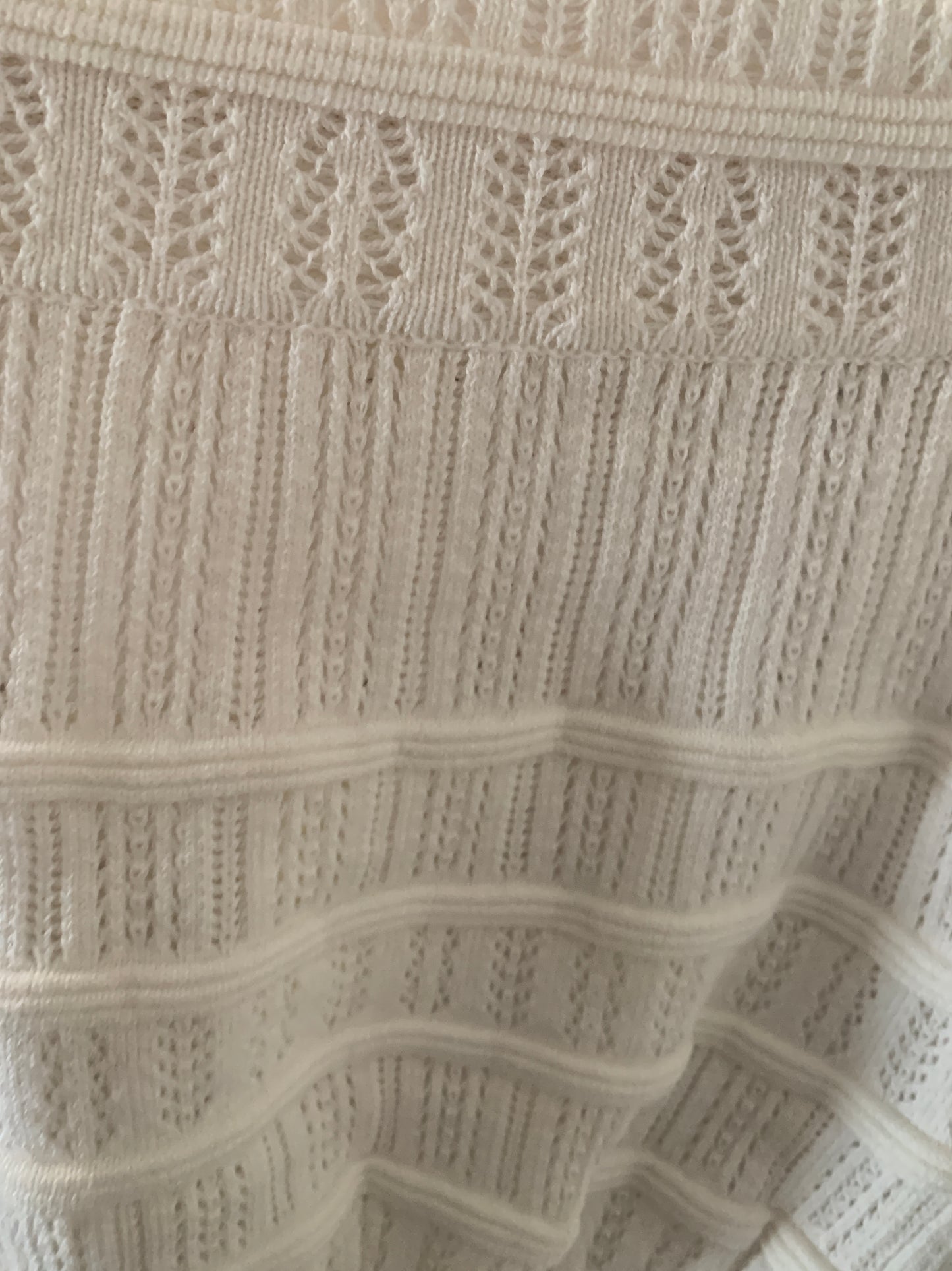 White Off Shoulder Pointelle Sweater