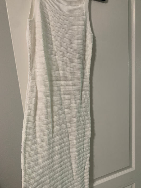 White Crochet Midi Dress
