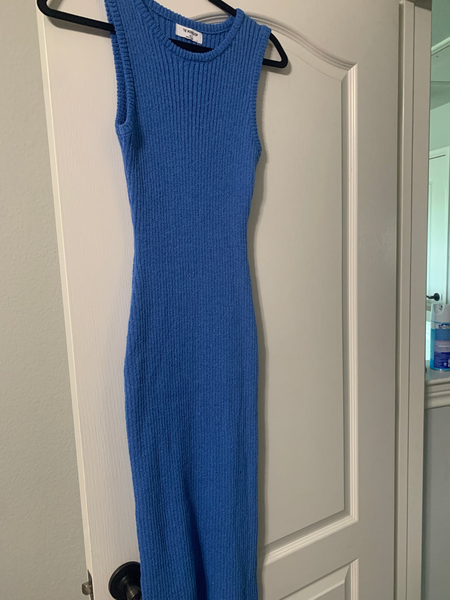 Blue Sleeveless Sweater Knit Midi Dress