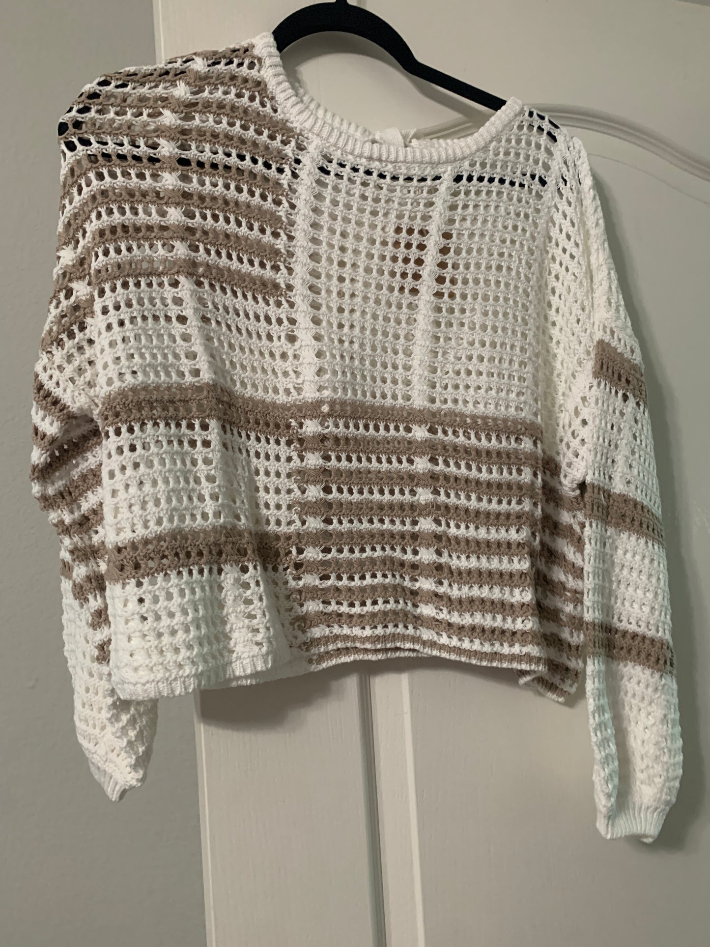 Stripe Colorblock Crochet Sweater