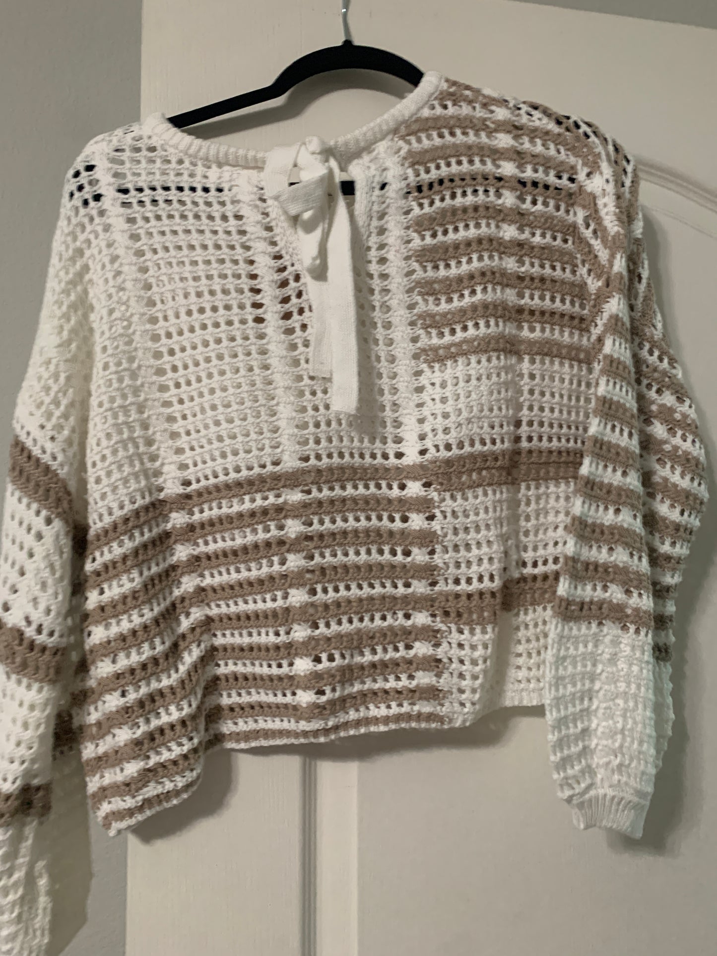 Stripe Colorblock Crochet Sweater