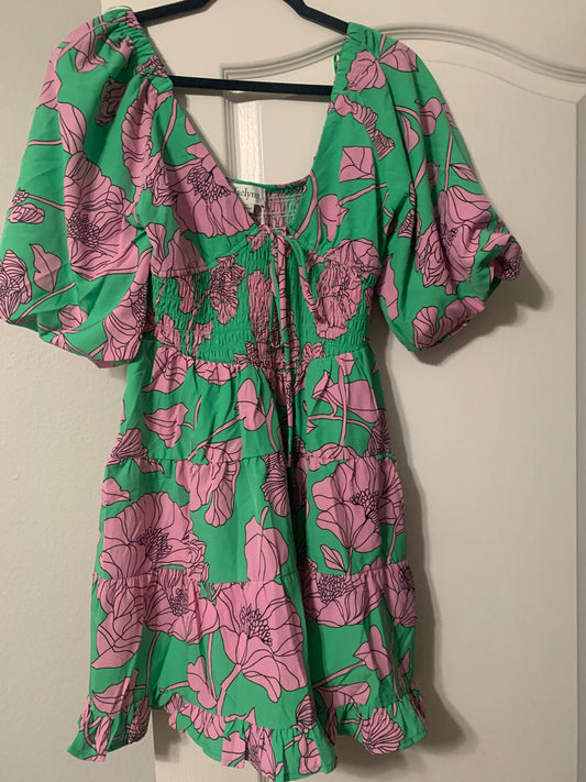 Green/Pink Floral Dress