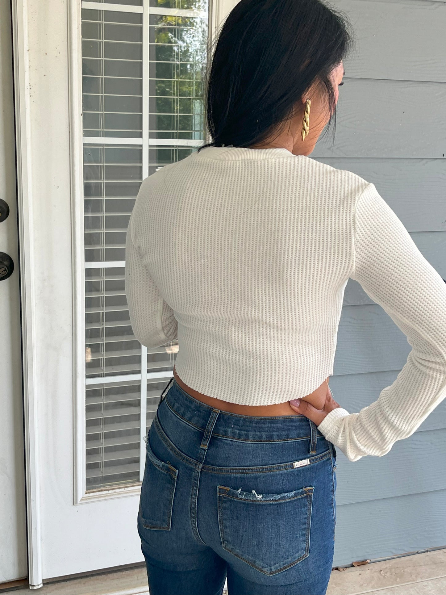 Loucia White Ribbed Crop