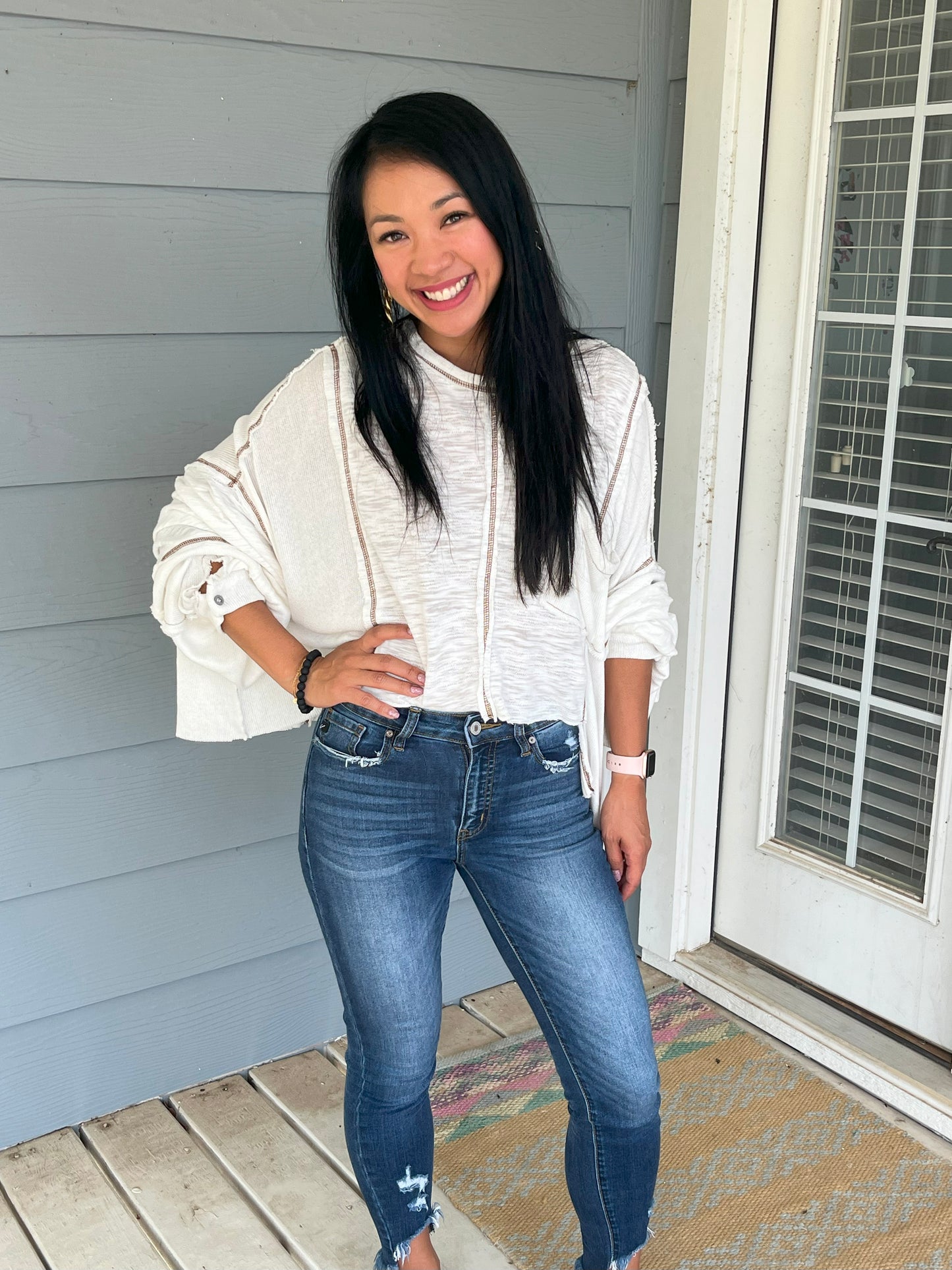 POL White long sleeve top