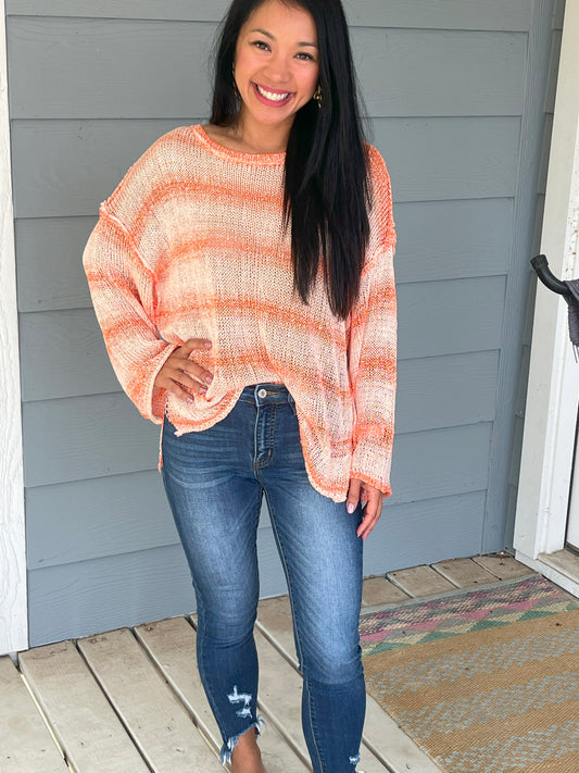 POL Orange/White Sweater