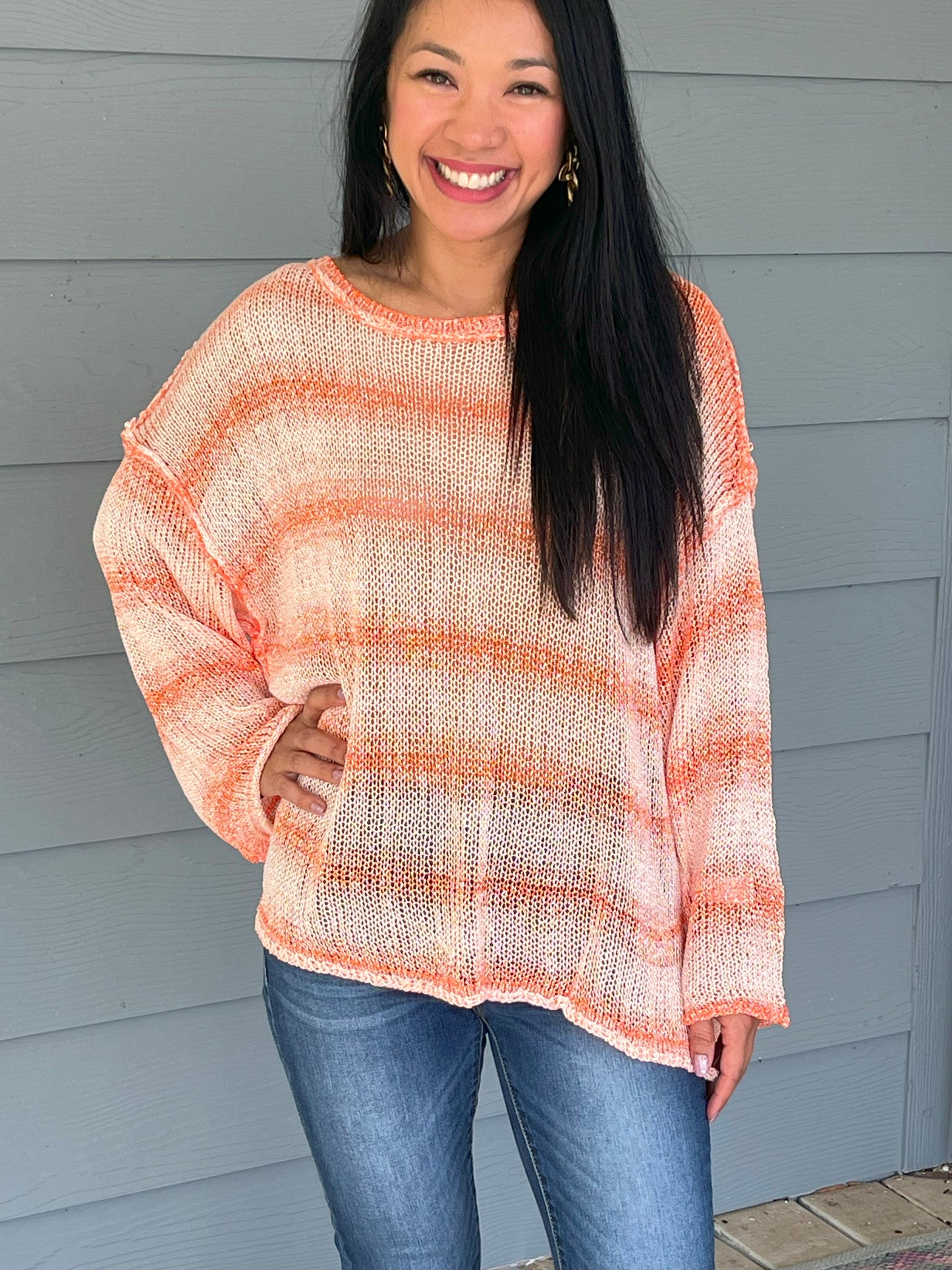 POL Orange/White Sweater
