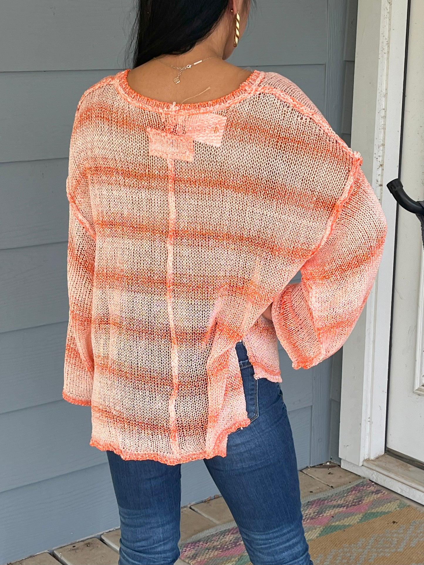 POL Orange/White Sweater