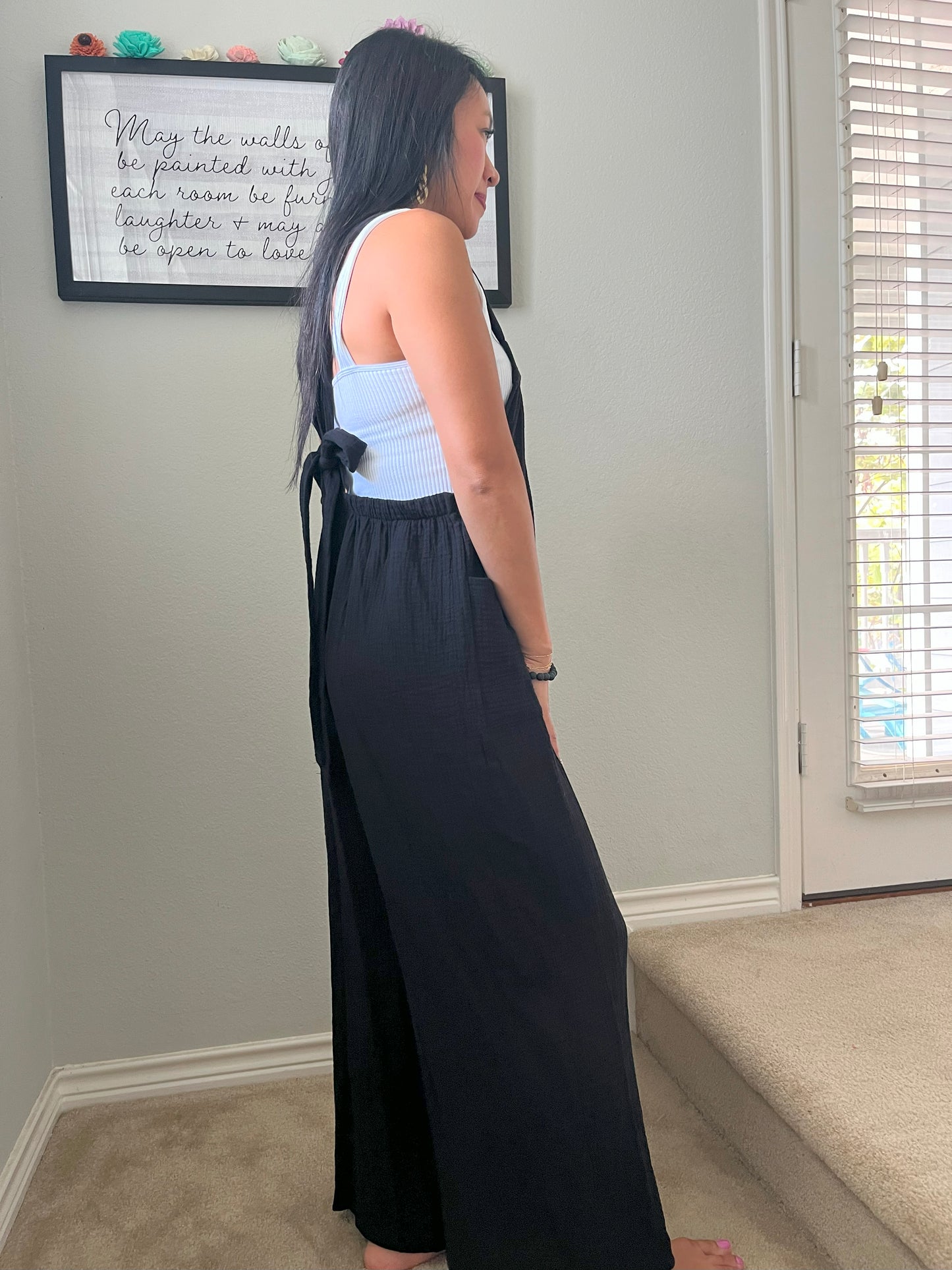 Charlotte Avery black jumper with tie back