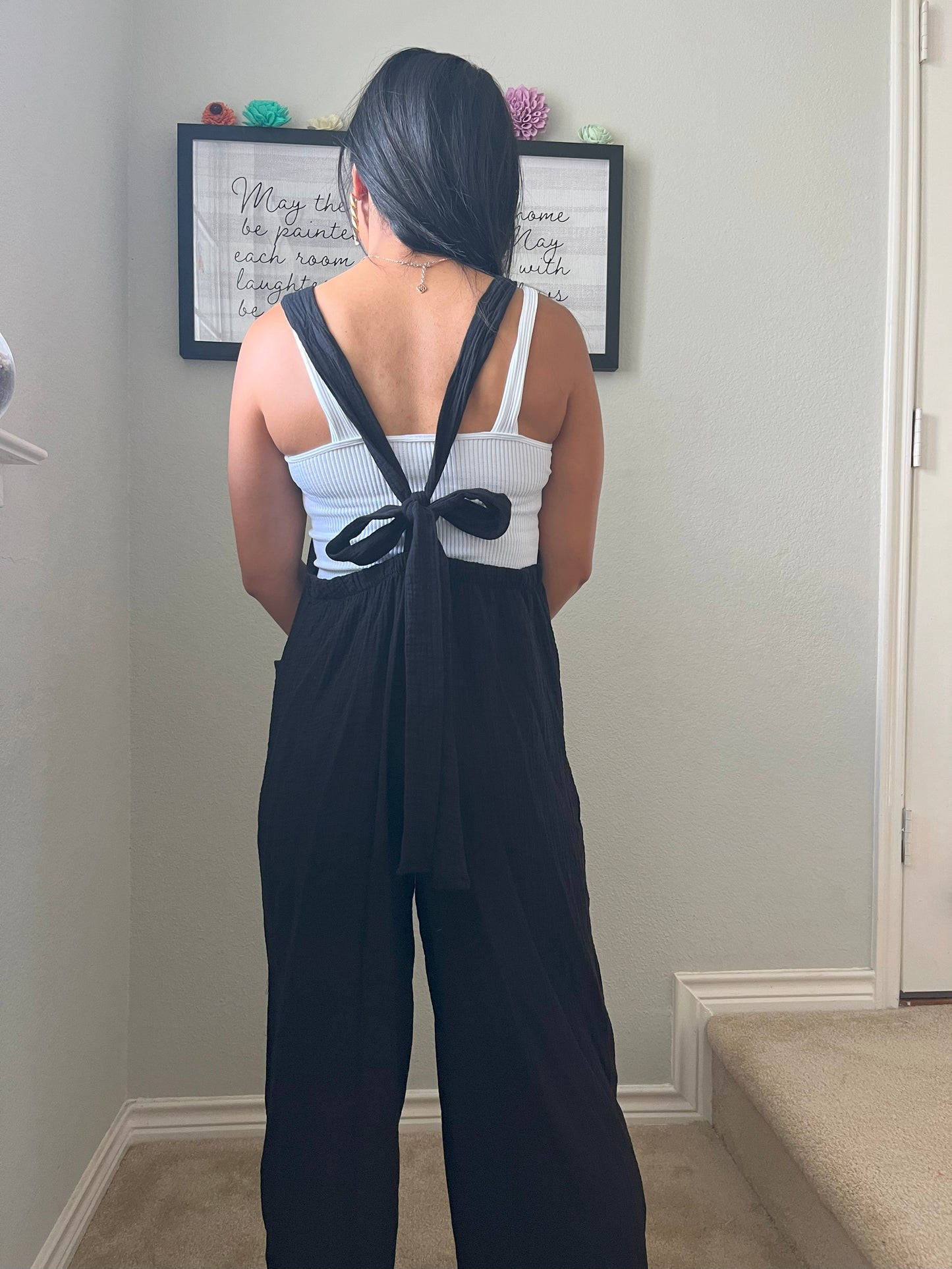 Charlotte Avery black jumper with tie back