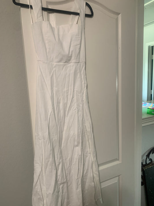 White Sleeveless Linen Midi Dress