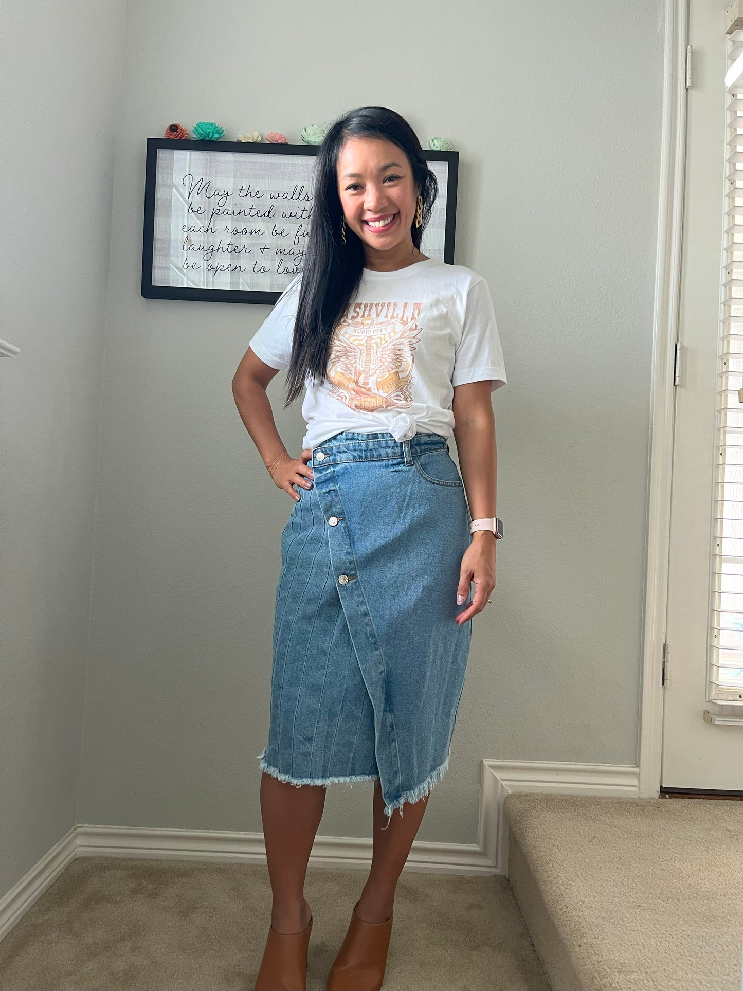 Hustle N Holla denim skirt