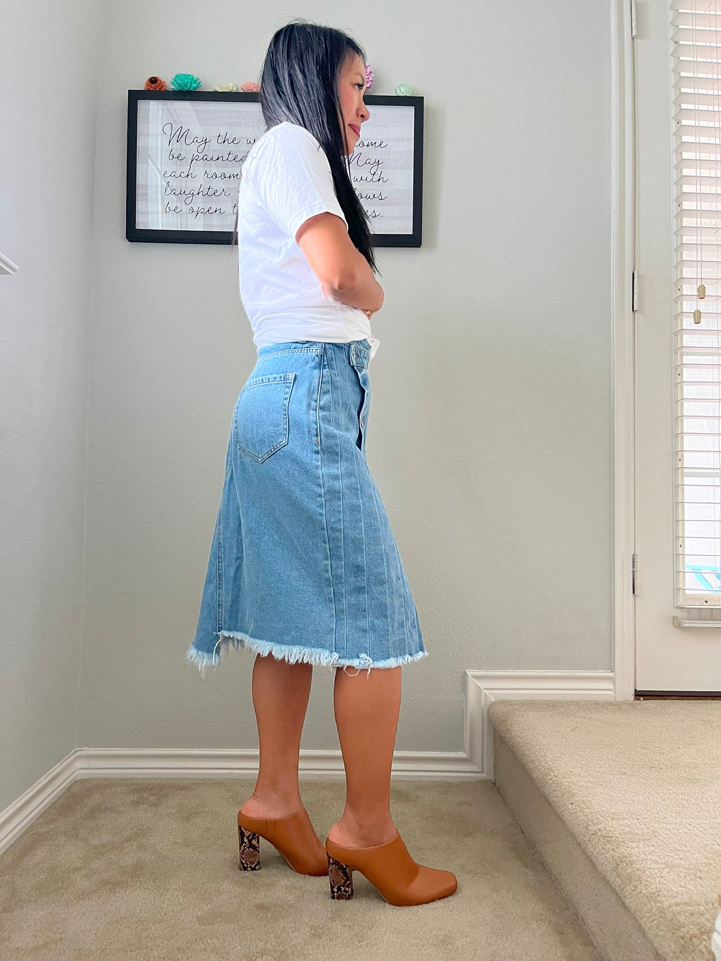 Hustle N Holla denim skirt