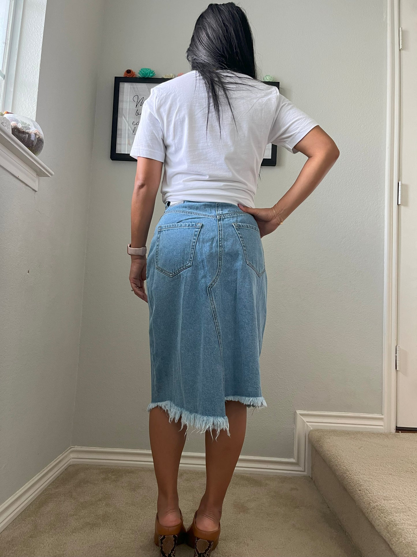 Hustle N Holla denim skirt