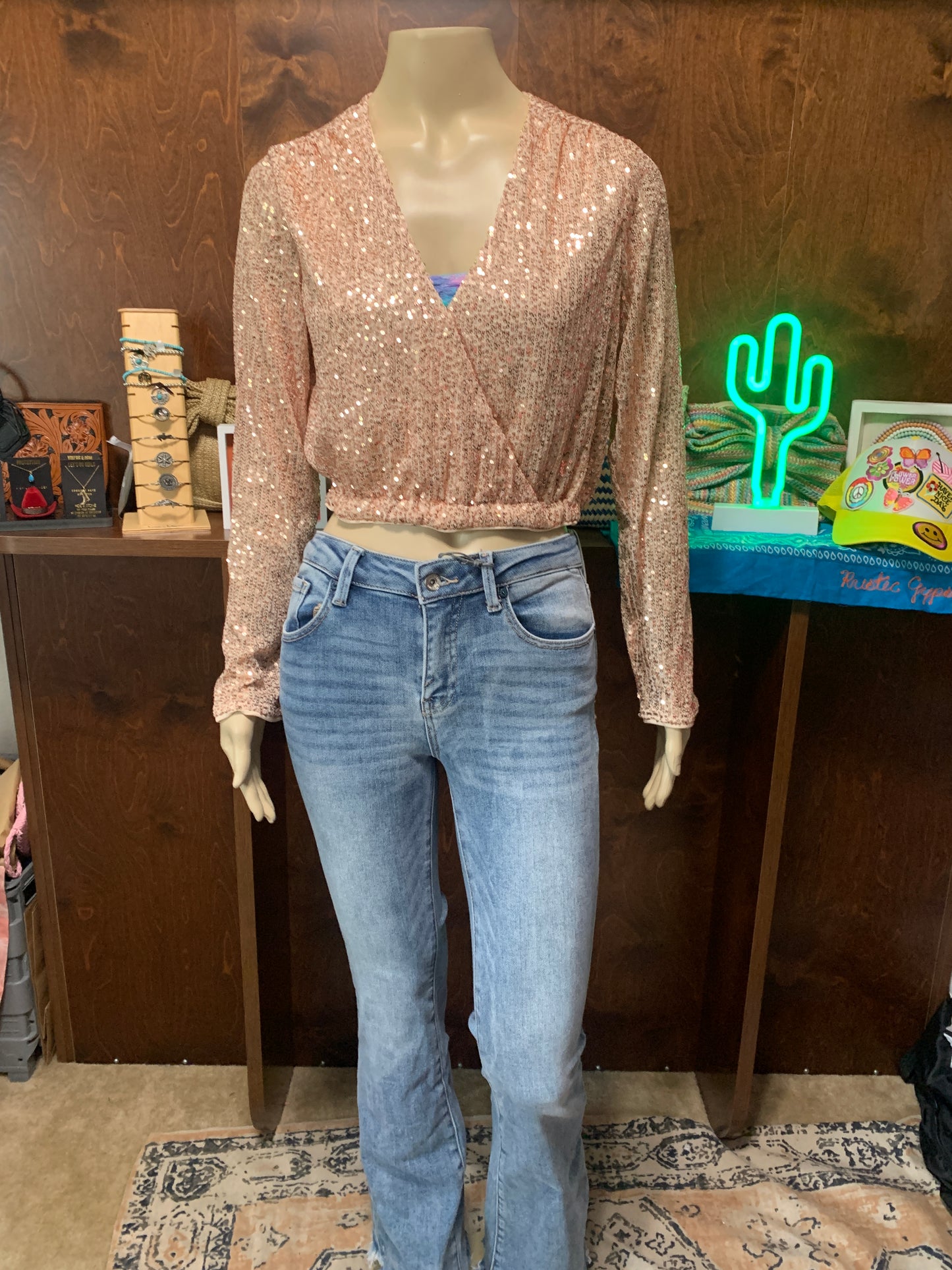 Champagne Sequins Top