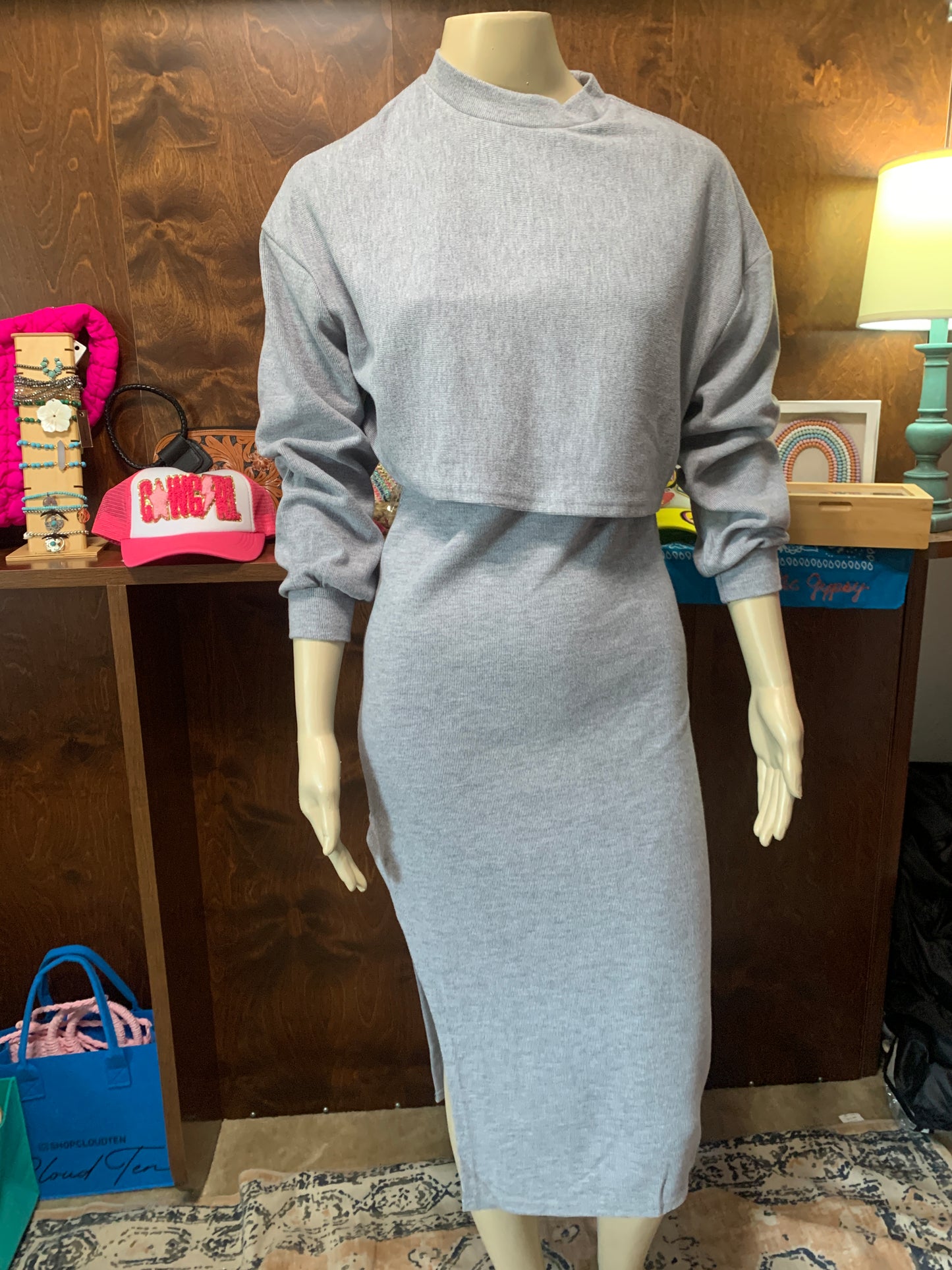 Grey Skirt/Sweatshirt Set