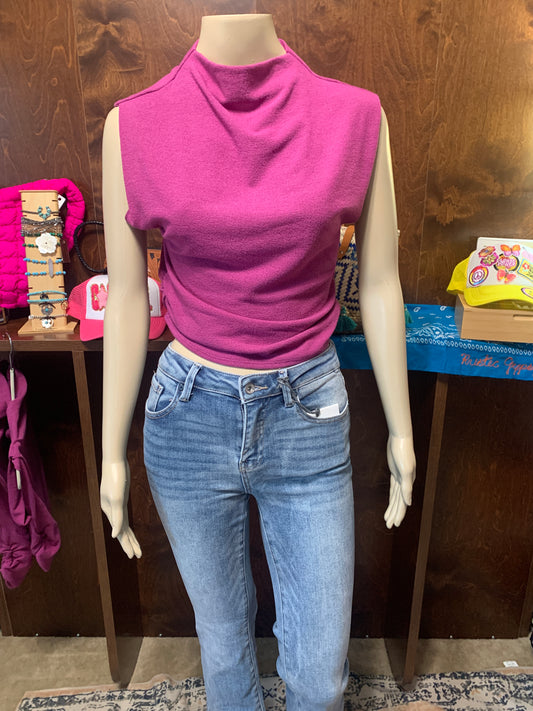Purple Mock Neck Top