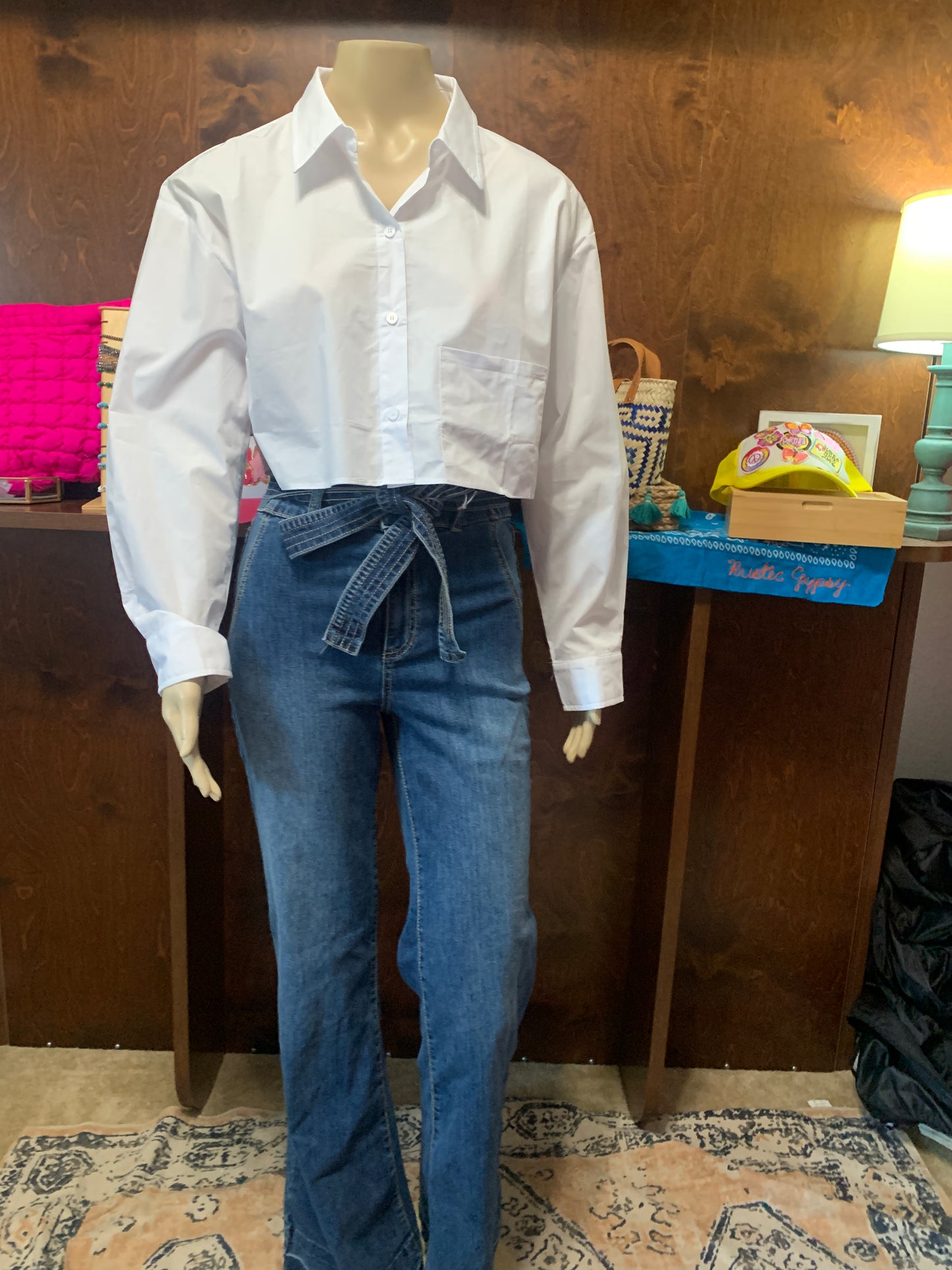 Cropped White Dress Shirt