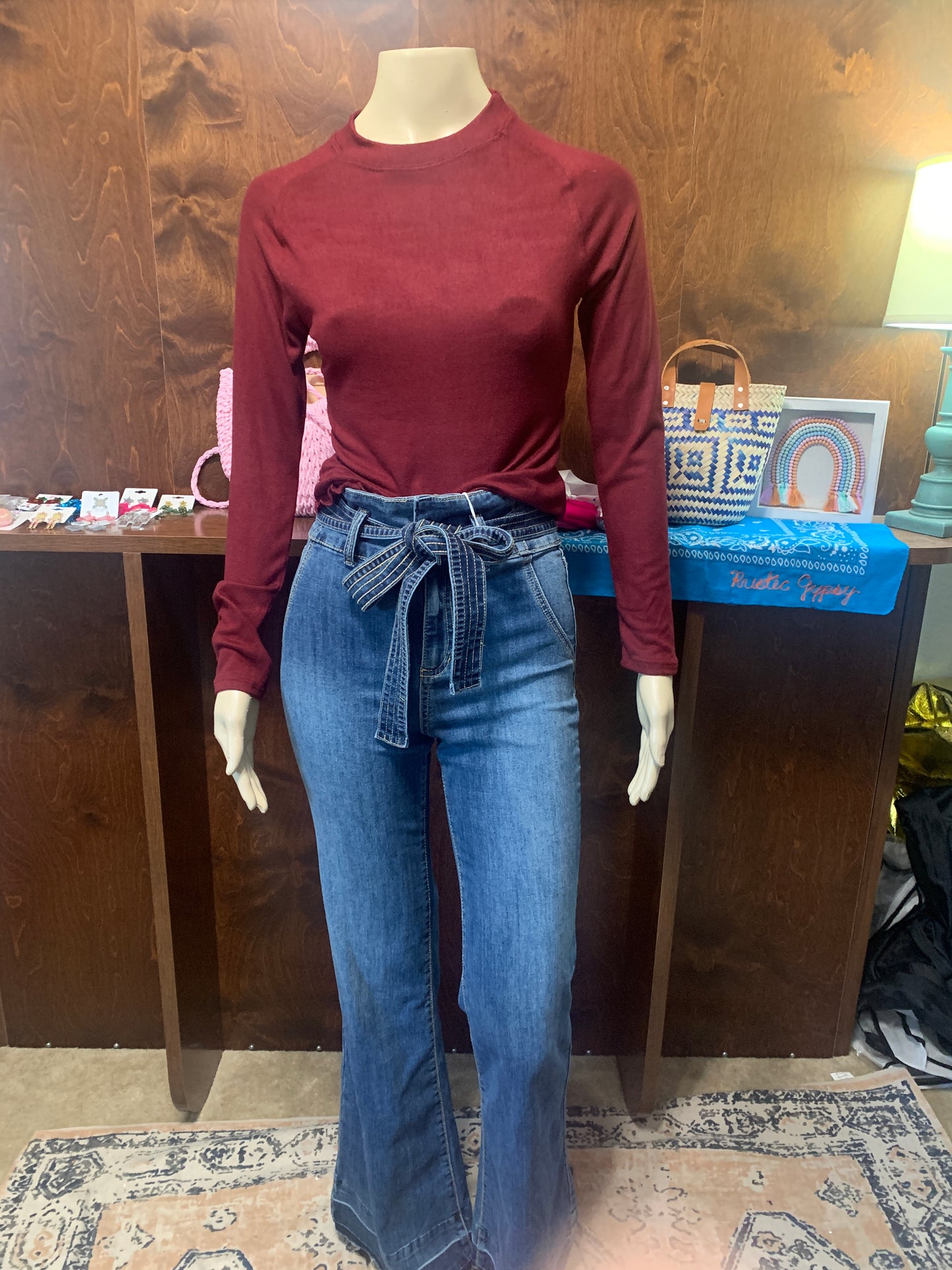 Maroon Raglan Top