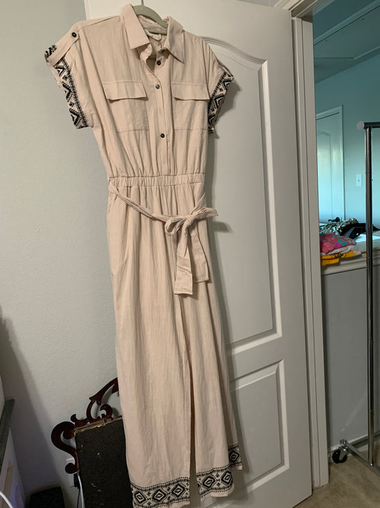 Beige Boho Romper