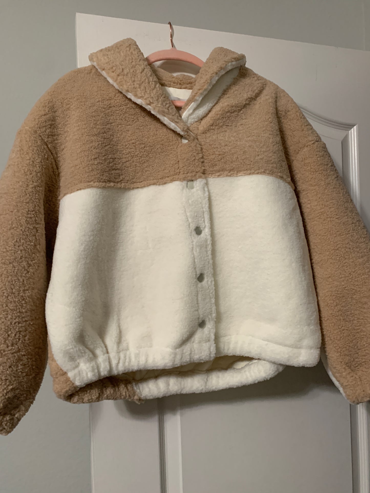 Tan and White Fuzzy Coat