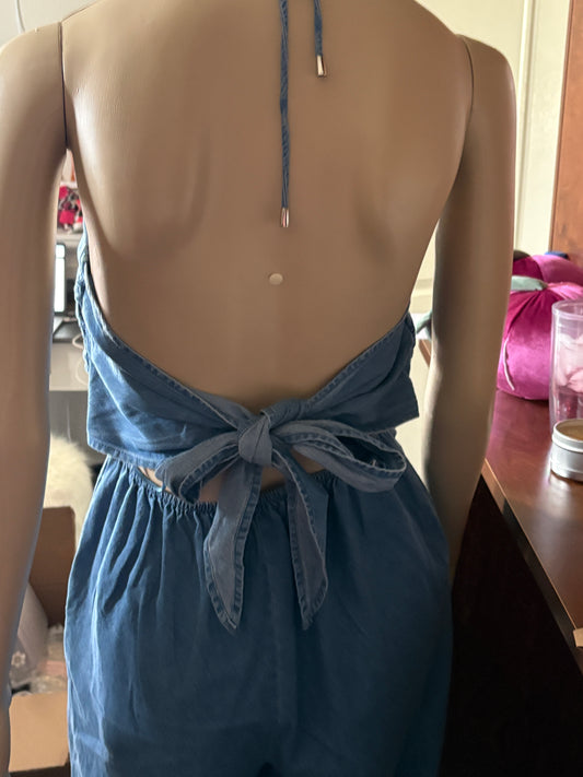 Chambray Halter Jumpsuit
