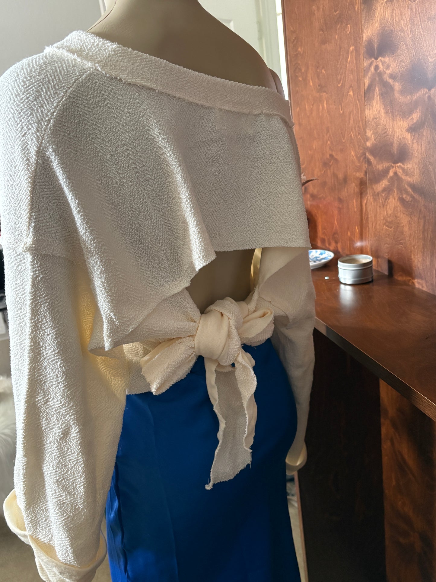 Cream Cutout Back Tie Top