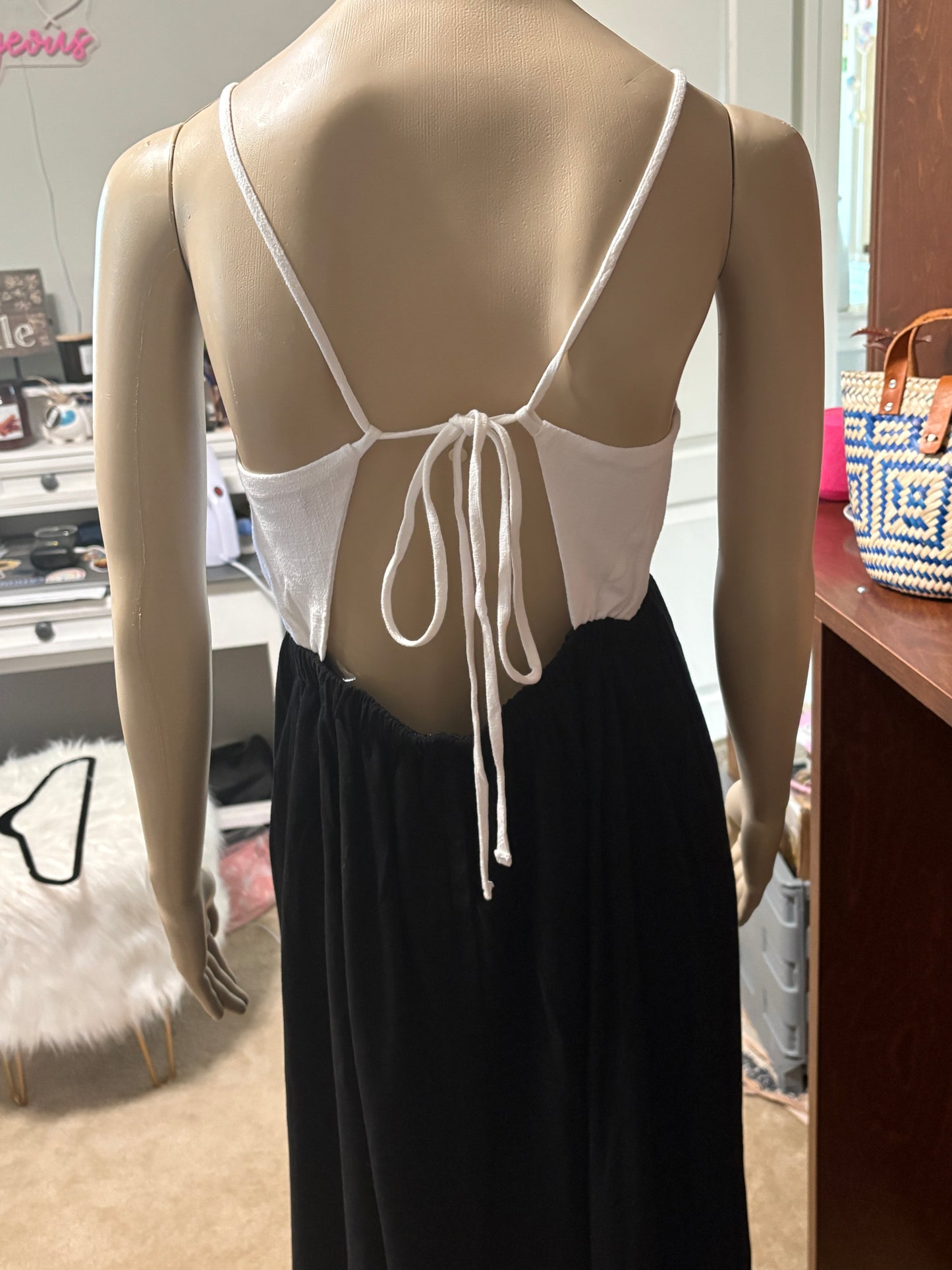 Open Tie Back Midi Dress