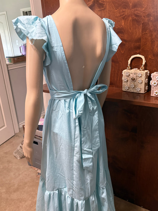 Sky Blue 3 Tier Midi Dress