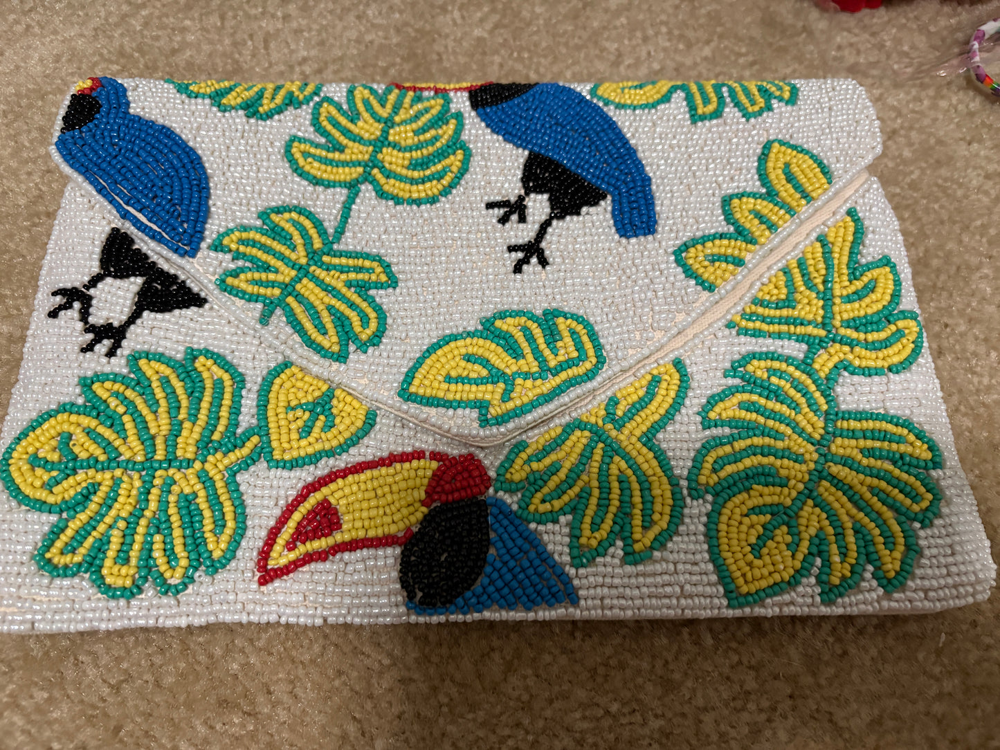 Aratta Toucan Beaded Clutch