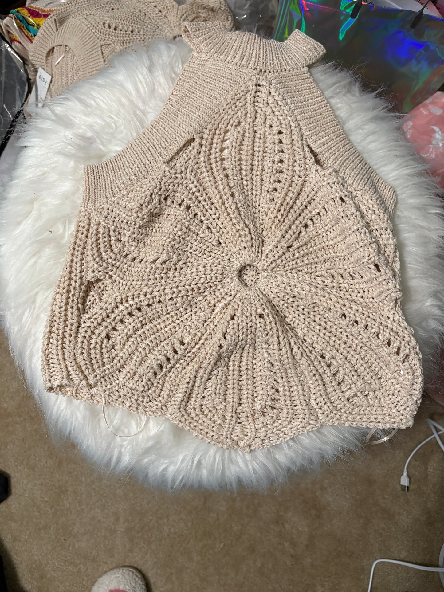 Taupe Halter Flower Tank Sweater
