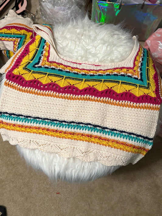 Cream/Multi Crochet Top