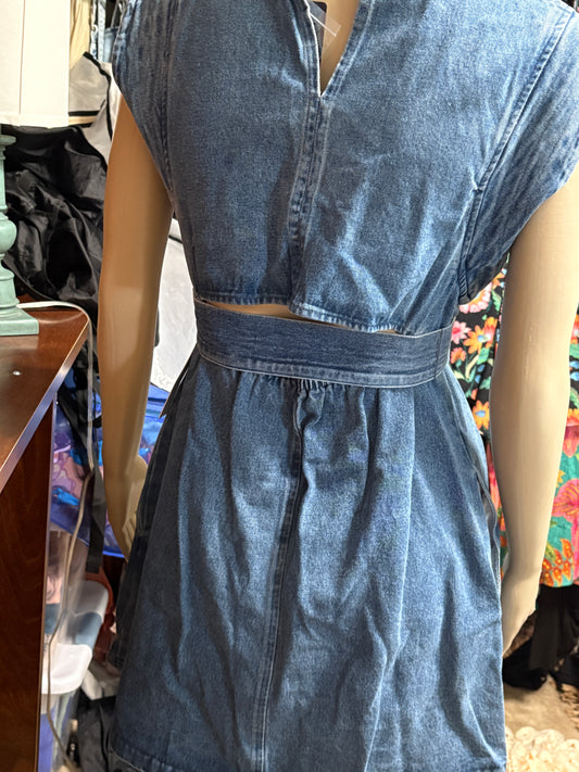 Cut Out Washed Denim Dress