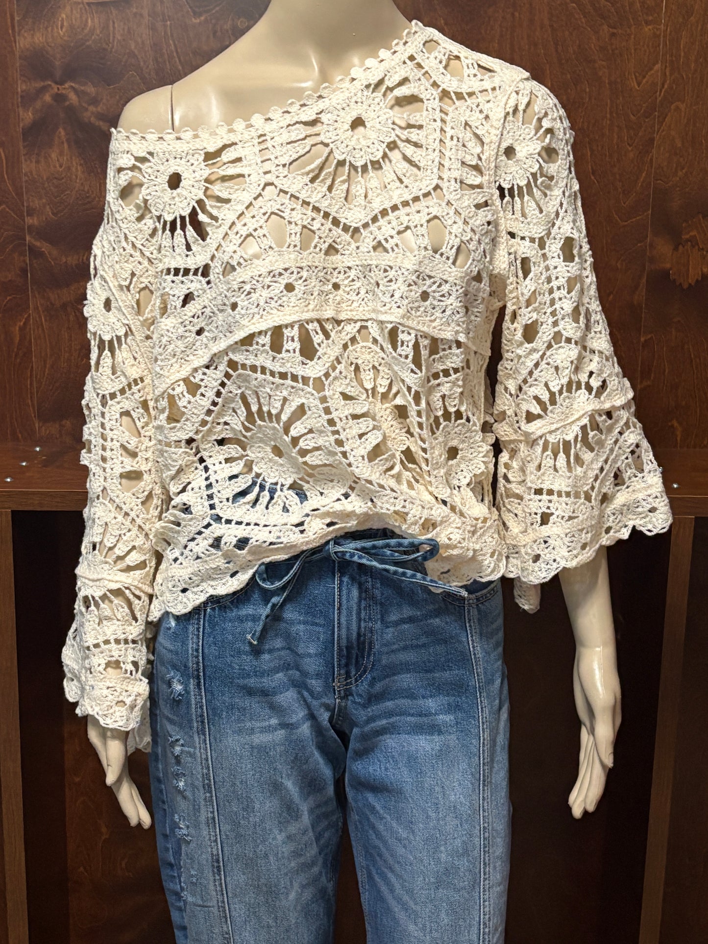 Cream Open Weave Sweater
