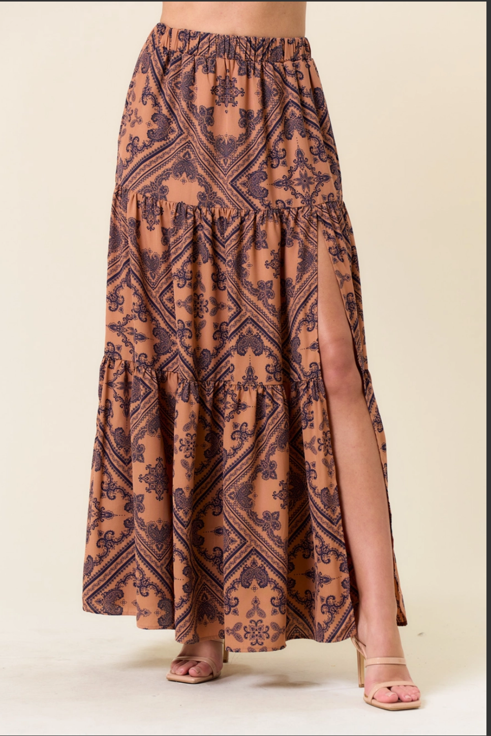 Brown Slit Maxi Skirt