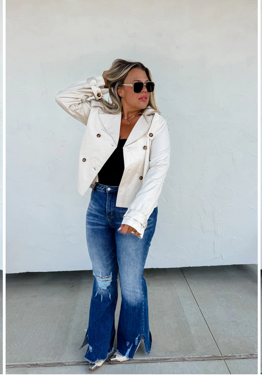 Ivory Crop Trench Coat