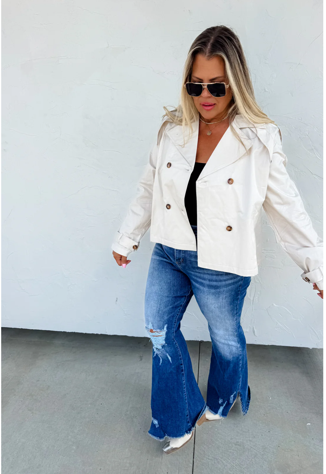Ivory Crop Trench Coat