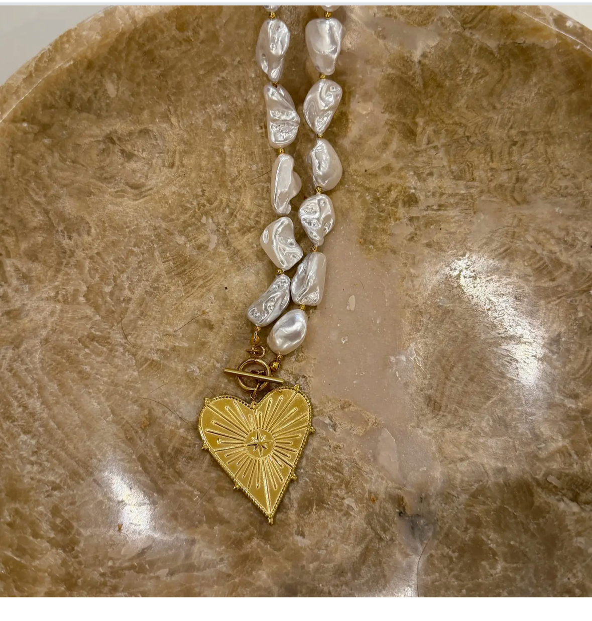 Big Heart Pearl Necklace
