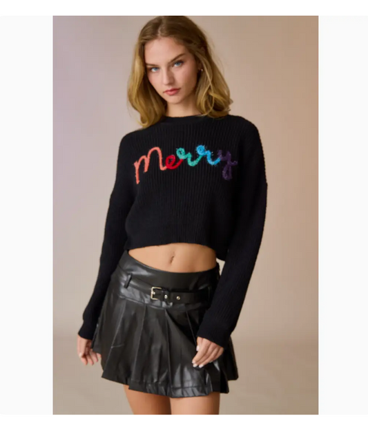 Black Merry Crop Sweater